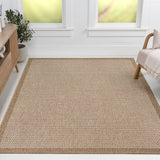 Maxine Easy Jute Contemporary Border Boho Fine Rib Weave Area Rug