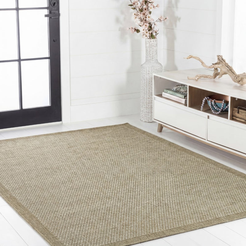 Maxine Easy Jute Contemporary Border Boho Fine Rib Weave Area Rug