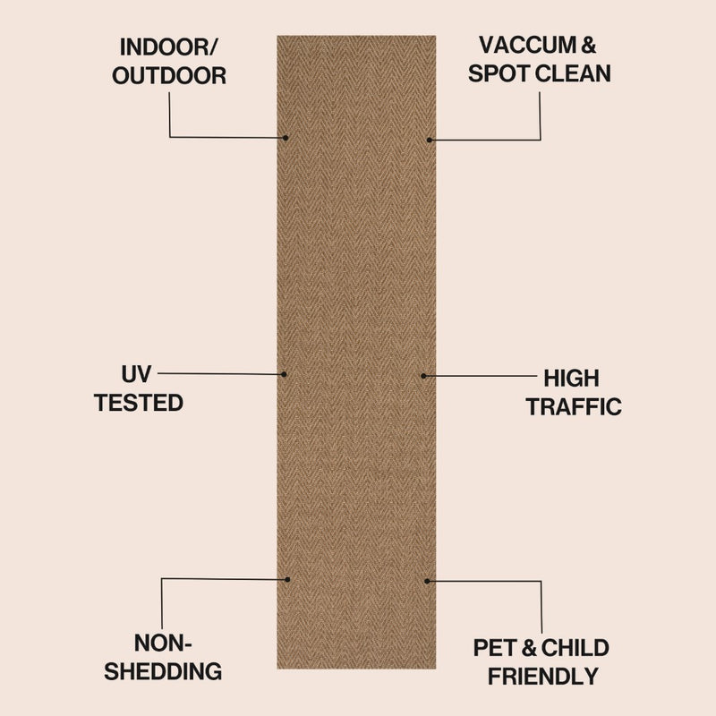 Rowena Easy Jute Scandinavian Boho Herringbone Weave Area Rug