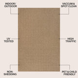 Rowena Easy Jute Scandinavian Boho Herringbone Weave Area Rug