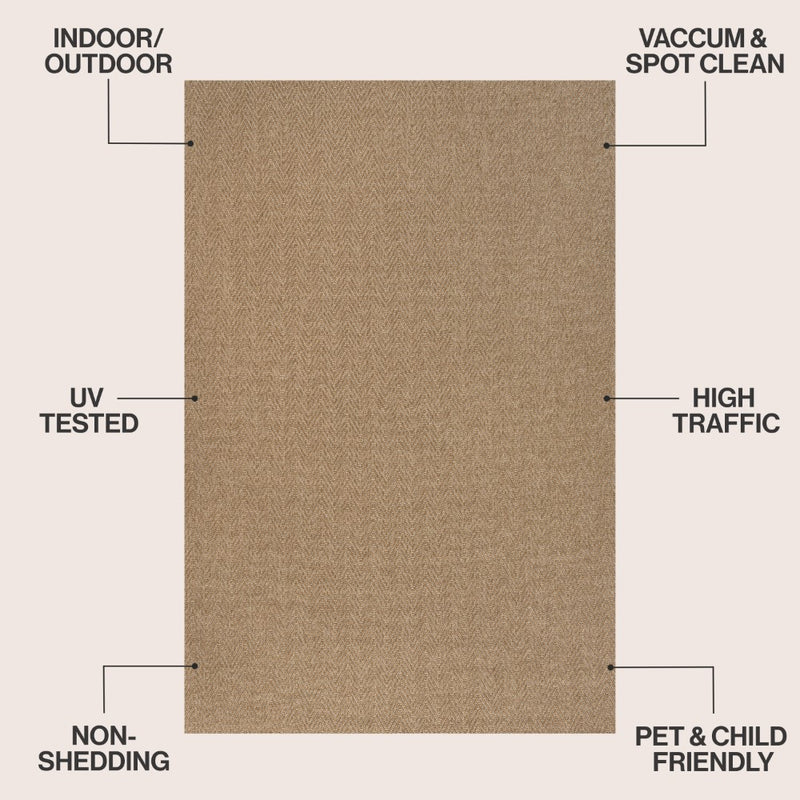 Rowena Easy Jute Scandinavian Boho Herringbone Weave Area Rug