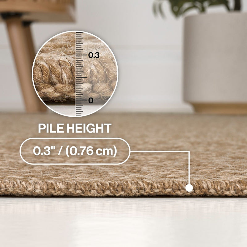 Rowena Easy Jute Scandinavian Boho Herringbone Weave Area Rug