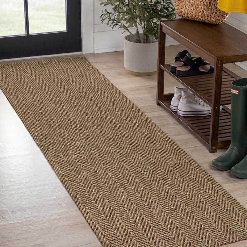 Rowena Easy Jute Scandinavian Boho Herringbone Weave Area Rug