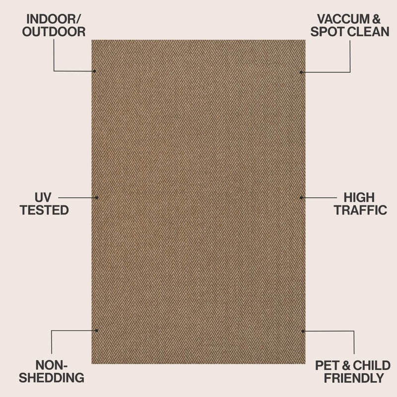 Rowena Easy Jute Scandinavian Boho Herringbone Weave Area Rug