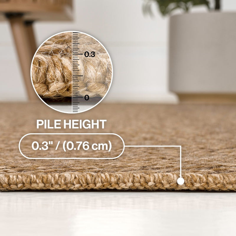 Rowena Easy Jute Scandinavian Boho Herringbone Weave Area Rug