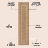 Frenzy Easy Jute Minimalist Boho Inset Border Area Rug