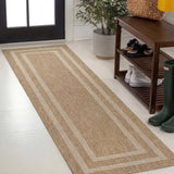 Frenzy Easy Jute Minimalist Boho Inset Border Area Rug