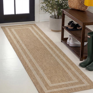 Frenzy Easy Jute Minimalist Boho Inset Border Area Rug