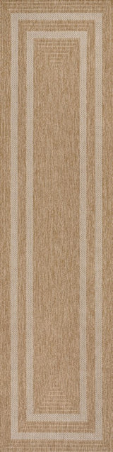 Frenzy Easy Jute Minimalist Boho Inset Border Area Rug