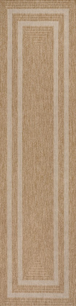 Frenzy Easy Jute Minimalist Boho Inset Border Area Rug