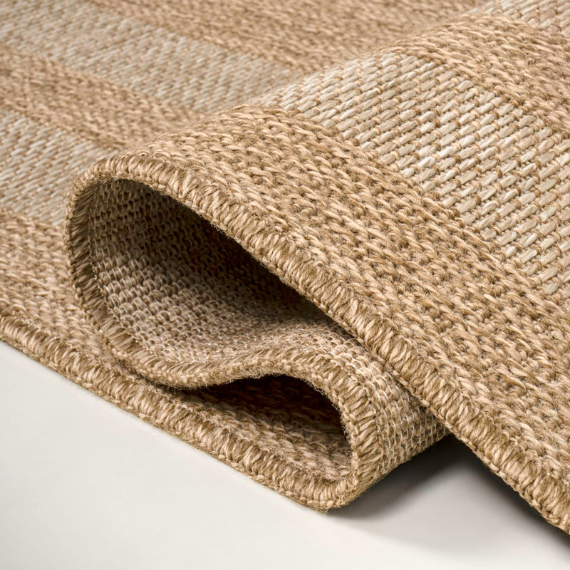 Frenzy Easy Jute Minimalist Boho Inset Border Area Rug