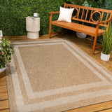 Frenzy Easy Jute Minimalist Boho Inset Border Area Rug
