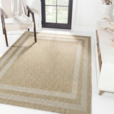 Frenzy Easy Jute Minimalist Boho Inset Border Area Rug