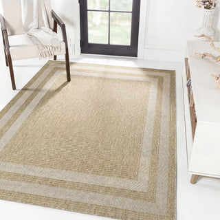 Frenzy Easy Jute Minimalist Boho Inset Border Area Rug