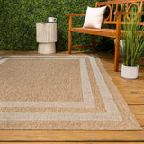 Frenzy Easy Jute Minimalist Boho Inset Border Area Rug
