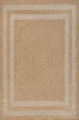Frenzy Easy Jute Minimalist Boho Inset Border Area Rug