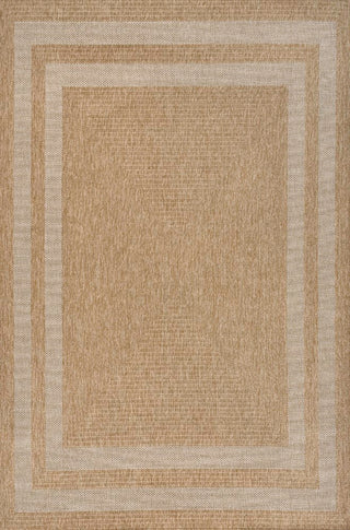 Frenzy Easy Jute Minimalist Boho Inset Border Area Rug
