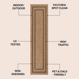 Frenzy Easy Jute Minimalist Boho Inset Border Area Rug