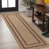 Frenzy Easy Jute Minimalist Boho Inset Border Area Rug