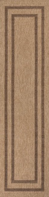 Frenzy Easy Jute Minimalist Boho Inset Border Area Rug