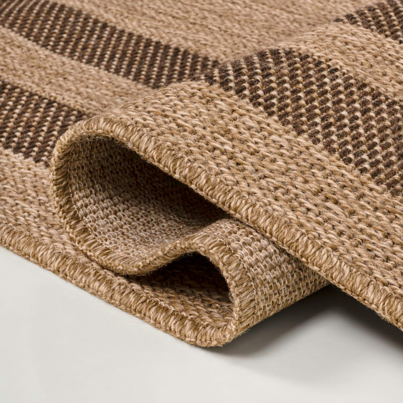 Frenzy Easy Jute Minimalist Boho Inset Border Area Rug