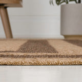 Frenzy Easy Jute Minimalist Boho Inset Border Area Rug