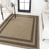Frenzy Easy Jute Minimalist Boho Inset Border Area Rug