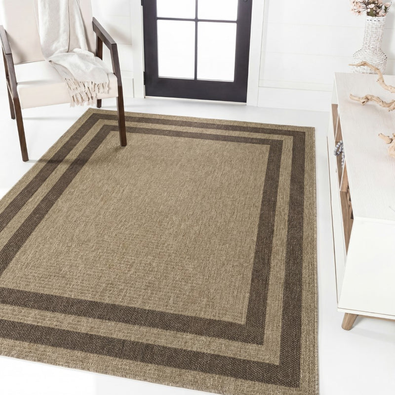 Frenzy Easy Jute Minimalist Boho Inset Border Area Rug