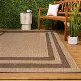 Frenzy Easy Jute Minimalist Boho Inset Border Area Rug