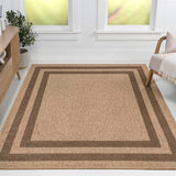 Frenzy Easy Jute Minimalist Boho Inset Border Area Rug