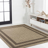 Frenzy Easy Jute Minimalist Boho Inset Border Area Rug