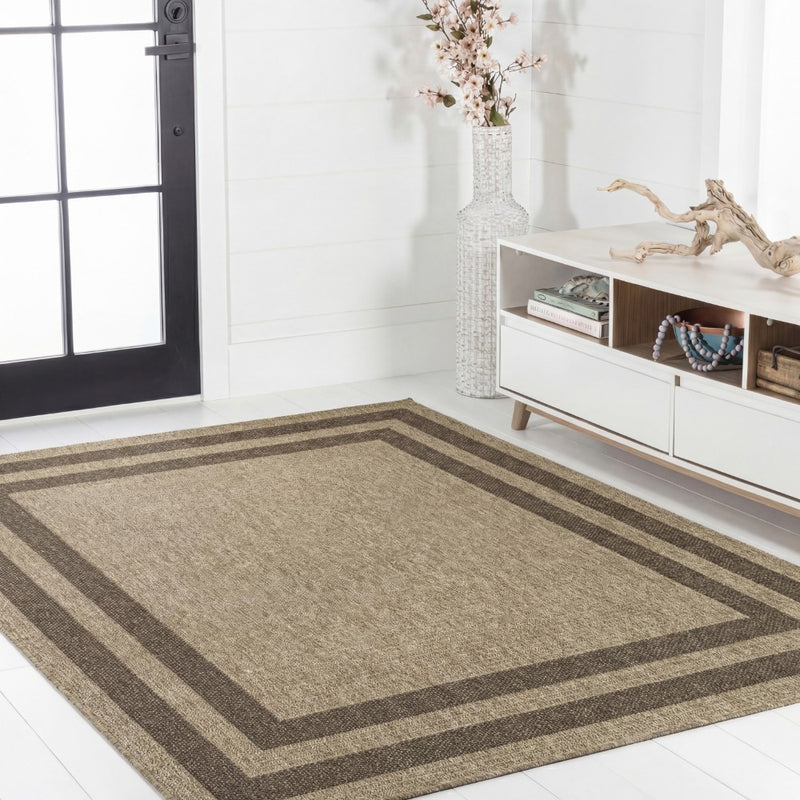 Frenzy Easy Jute Minimalist Boho Inset Border Area Rug