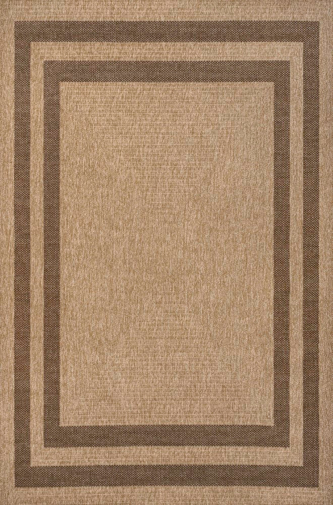 Frenzy Easy Jute Minimalist Boho Inset Border Area Rug