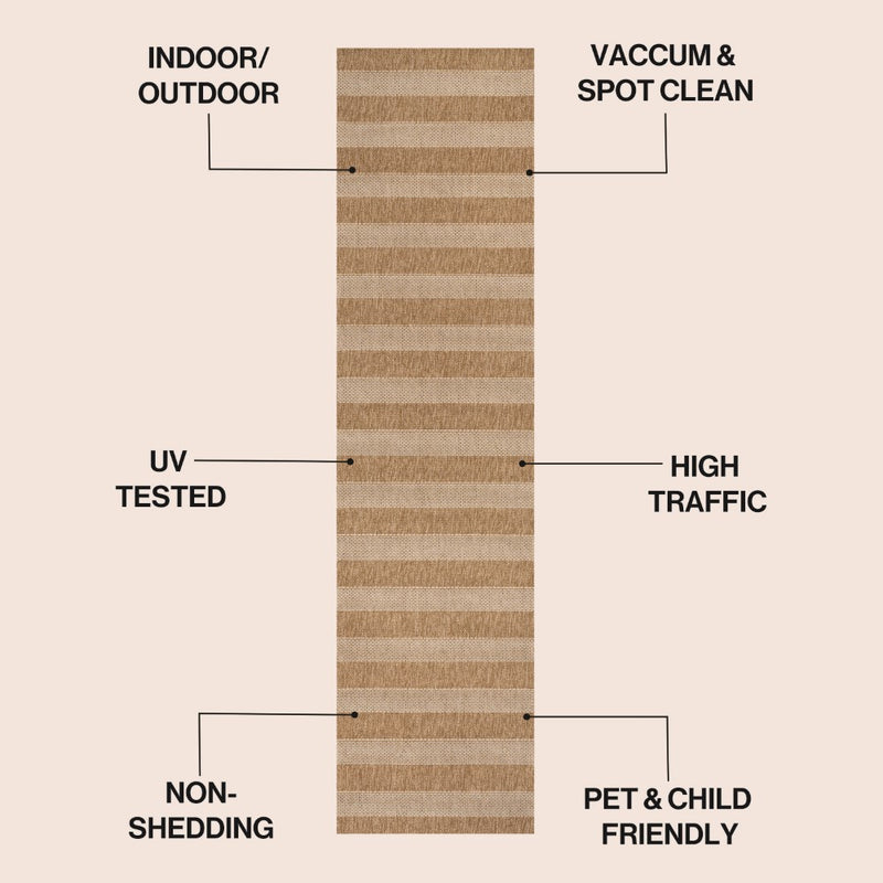Sutton Easy Jute Modern Geometric Boho Stripe Area Rug