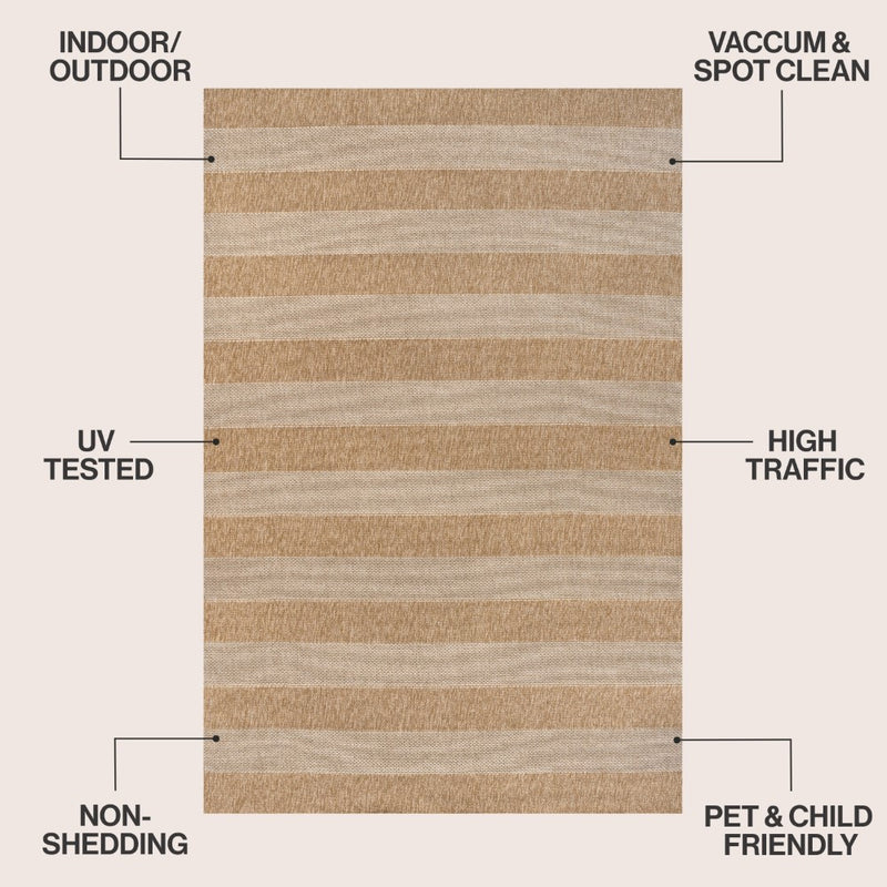 Sutton Easy Jute Modern Geometric Boho Stripe Area Rug