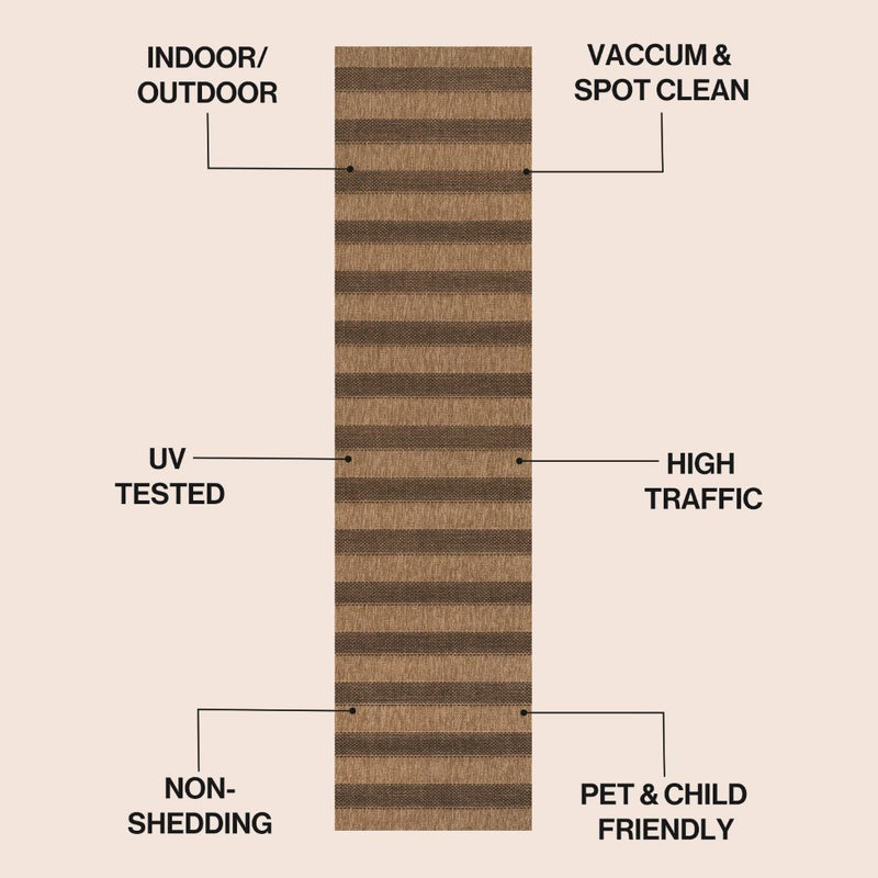 Sutton Easy Jute Modern Geometric Boho Stripe Area Rug