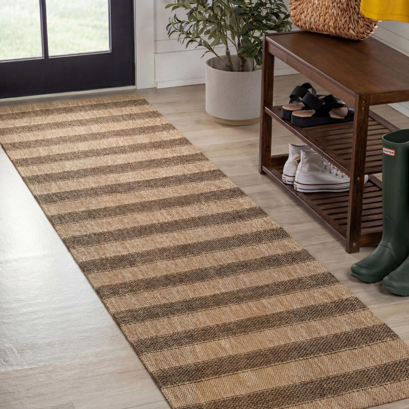 Sutton Easy Jute Modern Geometric Boho Stripe Area Rug