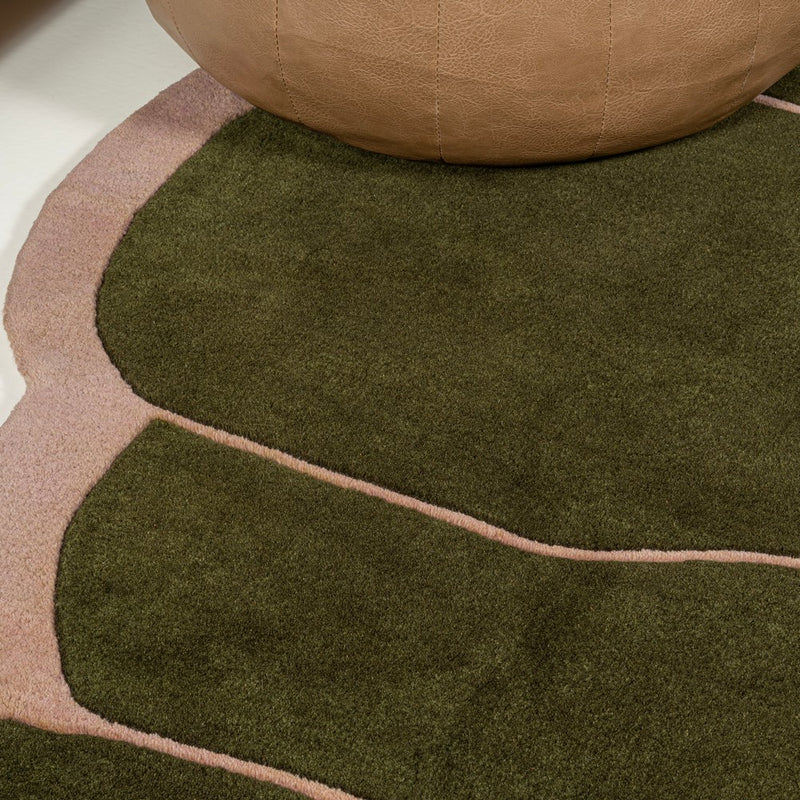Whimsical Modern Border Geometric Handwoven Wool Area Rug