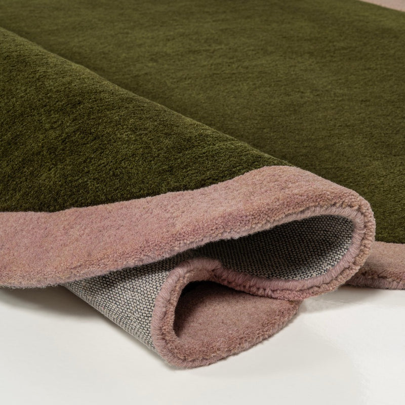 Whimsical Modern Border Geometric Handwoven Wool Area Rug