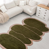 Whimsical Modern Border Geometric Handwoven Wool Area Rug