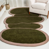 Whimsical Modern Border Geometric Handwoven Wool Area Rug
