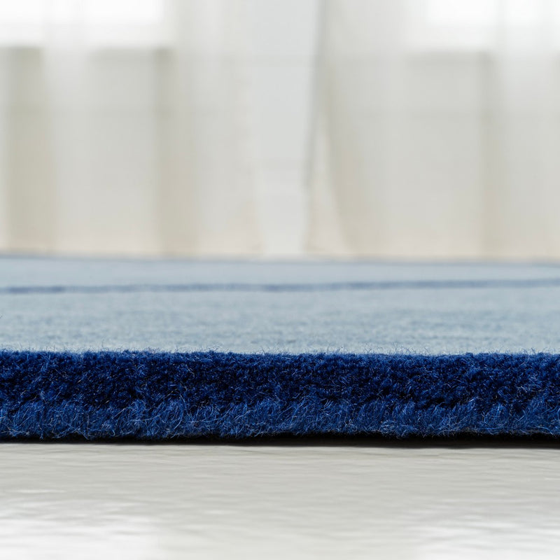 Mosaic Coastal Geometric Border Handwoven Wool Area Rug
