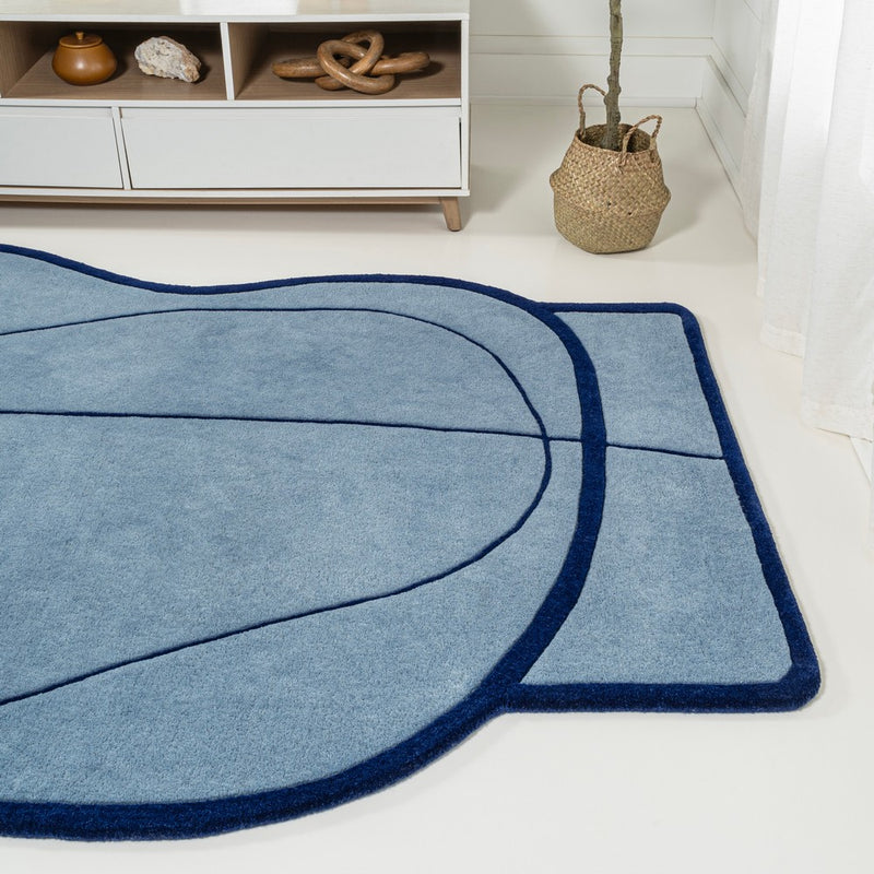 Mosaic Coastal Geometric Border Handwoven Wool Area Rug