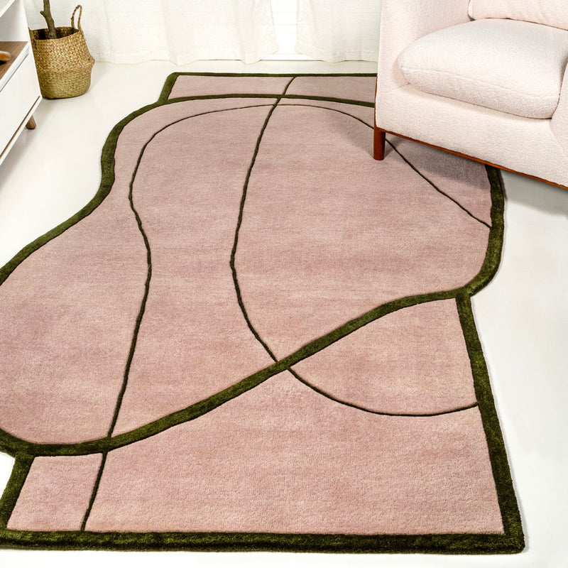 Mosaic Coastal Geometric Border Handwoven Wool Area Rug