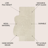 Retro Bohemian Abstract Striped Handwoven Wool Area Rug