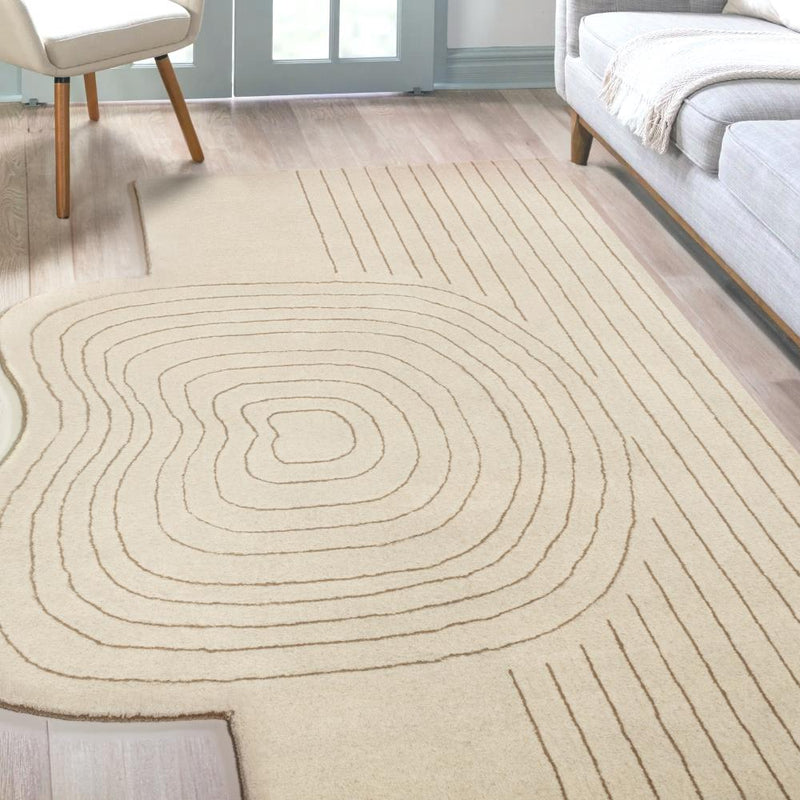 Retro Bohemian Abstract Striped Handwoven Wool Area Rug