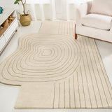 Retro Bohemian Abstract Striped Handwoven Wool Area Rug