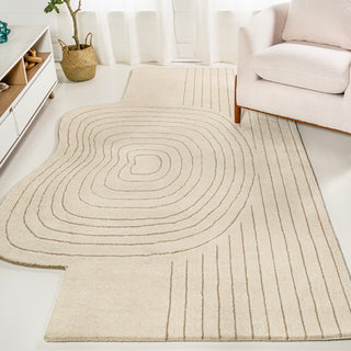Retro Bohemian Abstract Striped Handwoven Wool Area Rug