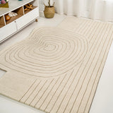 Retro Bohemian Abstract Striped Handwoven Wool Area Rug