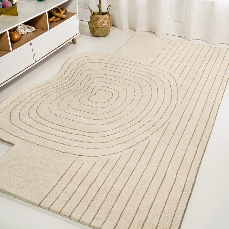 Retro Bohemian Abstract Striped Handwoven Wool Area Rug
